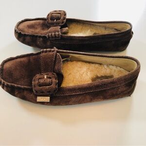 Ugg Women’s 6 Thelma Suede Leather Shearling Buckle Slip On Loafer Driving Mocs